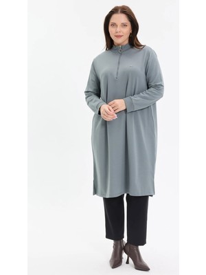 Kado Moda Dik Yaka Iki Iplik Fermuarlı Tunik