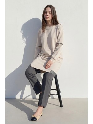 Kado Moda Iki Iplik Cepli Uzun Kadın Tunik