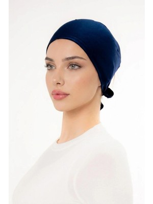 Flora Tekstil Bağlamalı Bone - Önü Dikişli - Lacivert Rengi