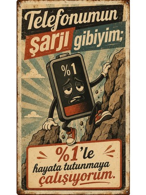 Lucena Telefon Şarjı %1 Esprili Retro Metal Duvar Tabelası Dekoratif Vintage Levha Tablo