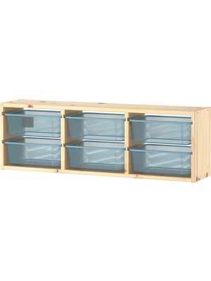 IKEA Modern Gri Oyuncak Dolabı 93X21X30 cm - Çocuk Odası Iskandinav Tarzı Sağlam Ahşap Depolama Ünitesi - Modüler Yapı
