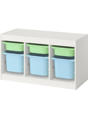 IKEA Modern Beyaz Oyuncak Saklama Ünitesi 99X44X56 cm - Çocuk Odası Iskandinav Tarzı Sağlam Ahşap Depolama Ünitesi - Modüler Yapı