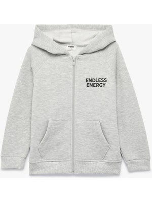 Koton Baskı Detaylı Pamuklu Cepli Üç Iplik Şardonlu Kapşonlu Fermuarlı Sweatshirt