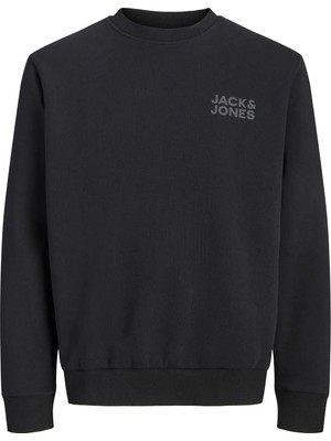 Jack & Jones Erkek Jorlogo Rahat Kalıp Bisiklet Yaka Sweatshirt 12290659 Siyah