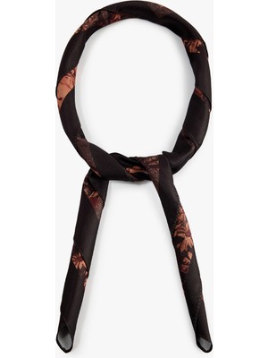 Koton Çiçek Desenli Saten Kare Fular Bandana