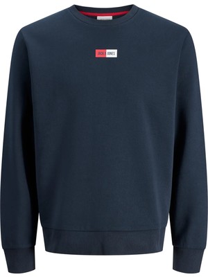 Jack & Jones Erkek Jjpan Bisiklet Yaka Logo Detaylı Sweatshirt 12310759 Lacivert