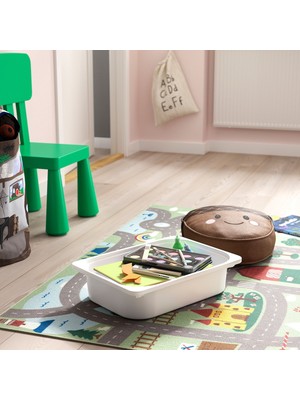 IKEA Modern Beyaz Oyuncak Saklama Ünitesi 46X30X94 cm - Çocuk Odası Iskandinav Tarzı Sağlam Ahşap Depolama Ünitesi - Modüler Yapı