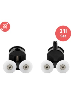 Eymen Yapı Duşakabin Tekerleği Metal Gövdeli Siyah 2 Li Set Teker Çapı 22 mm