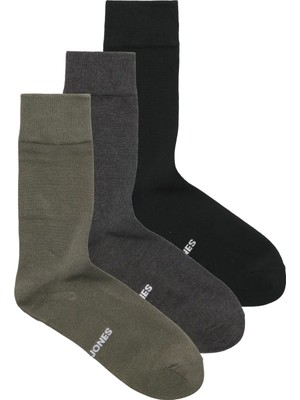 Jack & Jones Erkek Jaclouıs Marka Logolu 3'lü Çorap 12301513 Siyah