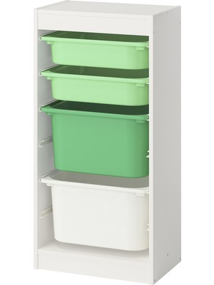 IKEA Modern Beyaz Oyuncak Saklama Ünitesi 46X30X94 cm - Çocuk Odası Iskandinav Tarzı Sağlam Ahşap Depolama Ünitesi - Modüler Yapı