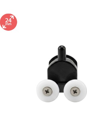 Eymen Yapı Duşakabin Tekerleği Metal Gövdeli Alt Tekerlek Siyah Teker Çapı 24 mm