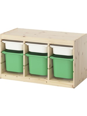 IKEA Modern Beyaz Oyuncak Saklama Ünitesi 93X44X52 cm - Çocuk Odası Iskandinav Tarzı Sağlam Ahşap Depolama Ünitesi - Modüler Yapı