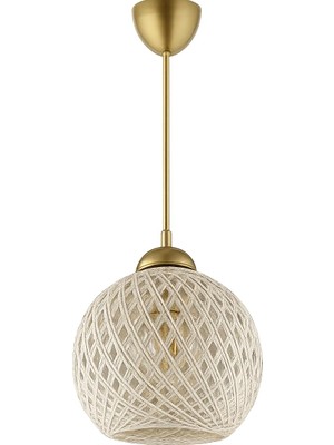 Die Grup Kırnap Top Handmade Jüt Sarkıt Avize 30 cm | El Yapımı Bohem Ip Avize | E27 Duylu Tekli Tavan Lambası | Rustik Hasır Görünümlü Dekoratif Sarkıt Aydınlatma | Eskitme Gold Detay | Hmy Design