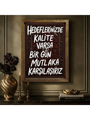 Bk Gift Vintage Klasik Sanat Esprili Sözlü Masif Ahşap Çerçeveli Dekoratif Tablo - 33