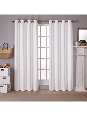 Die Grup Özel Ev Saten Fitilli Dokuma Oda Karartma Gromet Üst Perde Paneli Çifti, 132 cm x 213 Cm, Vanilya