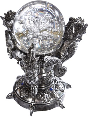 Die Grup Design Toscano Dragons Of Corfu Castle Gotik Dekor Heykeli Küre Heykelcik, 13,8 Cm, Gümüş Krom