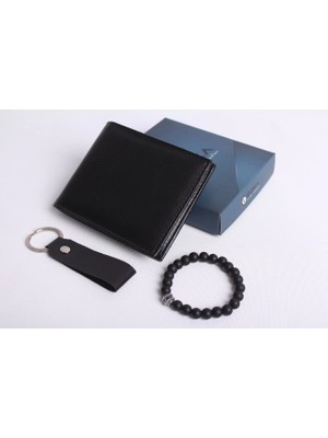 Özka Leather Kişiye Özel Erkek Cüzdan - Anahtarlık ve Bileklik Hediye