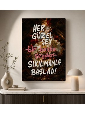 Bk Gift Vintage Klasik Sanat Esprili Sözlü Dekoratif Kanvas Tablo - 33