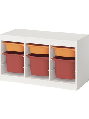 IKEA Modern Beyaz Oyuncak Saklama Ünitesi 99X44X56 cm - Çocuk Odası Iskandinav Tarzı Sağlam Ahşap Depolama Ünitesi - Modüler Yapı
