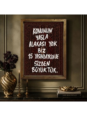 Bk Gift Vintage Klasik Sanat Esprili Sözlü Masif Ahşap Çerçeveli Dekoratif Tablo - 43