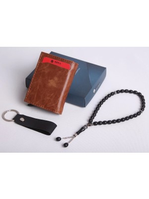 Özka Leather Kişiye Özel Yeni Trend Otomatik Mekanizmalı Cüzdan - Anahtarlık ve Tespih Hediyeli