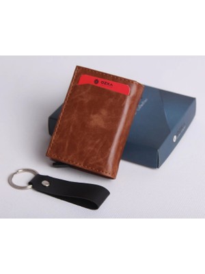 Özka Leather Kişiye Özel Yeni Trend Otomatik Mekanizmalı Cüzdan - Anahtarlık Hediyeli