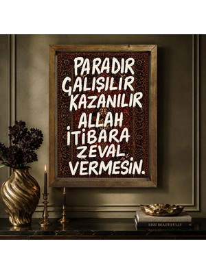 Bk Gift Vintage Klasik Sanat Esprili Sözlü Masif Ahşap Çerçeveli Dekoratif Tablo - 32