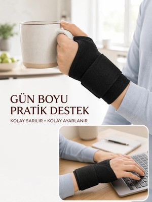 Mossem Ayarlanabilir Başparmak Destekli El Bilekliği Cırtlı Bilek Bandajı Spor ve Günlük Kullanım