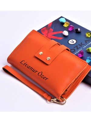Özka Leather Turuncu Çift Çıtçıtlı Model Trend Kadın Cüzdanı