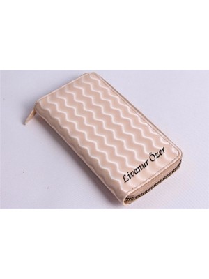 Özka Leather Kişiye Özel Wave Model Vizon Telefon Bölmeli Cüzdan
