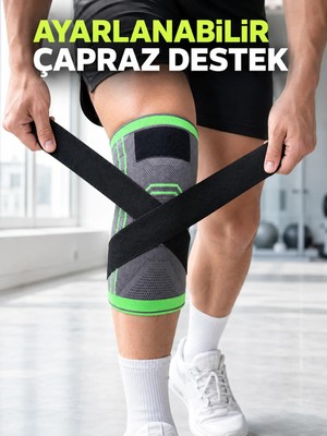 Mossem Kadın Erkek Sporcu Dizliği Esnek Örme Ayarlanabilir Bantlı Diz Desteği