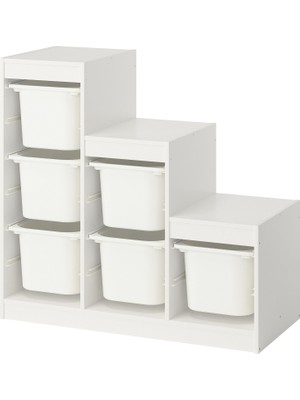IKEA Modern Beyaz Oyuncak Saklama Ünitesi 99X44X94 cm - Çocuk Odası Iskandinav Tarzı Sağlam Ahşap Depolama Ünitesi - Modüler Yapı