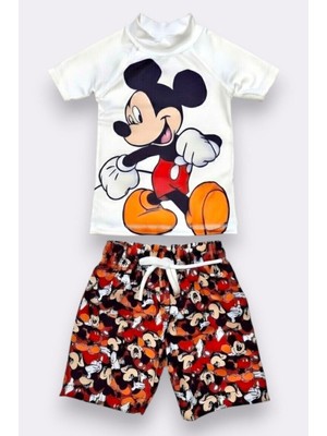 Neat Kids Erkek Çocuk Mickey Mouse Kısa Kollu Tişört Şort 2 Parça Mayo Takımı