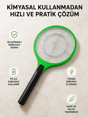 Mossem Taşınabilir Elektronik Sineklik – Üç Katmanlı Güvenli Izgara ve Kimyasız Koruma