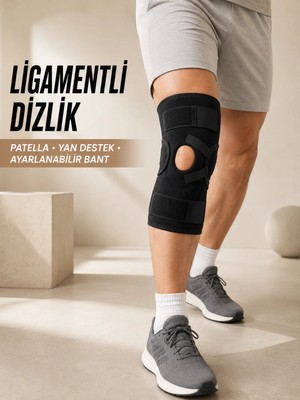 Mossem Ligament Destekli Dizlik Ayarlanabilir Cırtlı Açık Patella Diz Destekliği