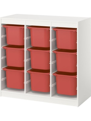 IKEA Modern Beyaz Oyuncak Saklama Ünitesi 99X44X94 cm - Çocuk Odası Iskandinav Tarzı Sağlam Ahşap Depolama Ünitesi - Modüler Yapı