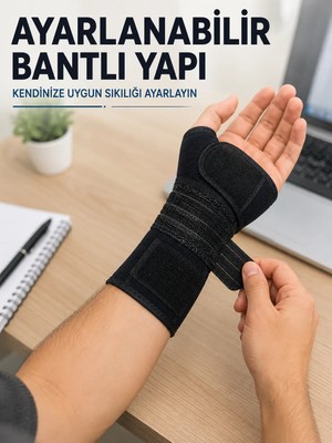 Mossem Metal Destekli El Bilek Ateli Ayarlanabilir Bantlı Bileklik Başparmak Açık