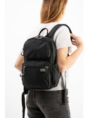 Viatox Vs 6032 Unisex Suya Dayanıklı Paraşüt Kumaş 5 Bölmeli Laptop Bölmeli Seyahat ve Okul Çantası Siyah
