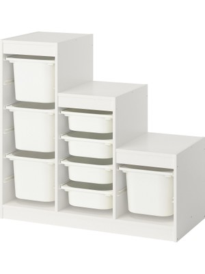 IKEA Modern Beyaz Oyuncak Saklama Ünitesi 99X44X94 cm - Çocuk Odası Iskandinav Tarzı Sağlam Ahşap Depolama Ünitesi - Modüler Yapı
