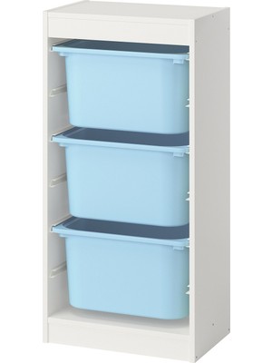 IKEA Modern Beyaz Oyuncak Saklama Ünitesi 46X30X94 cm - Çocuk Odası Iskandinav Tarzı Sağlam Ahşap Depolama Ünitesi - Modüler Yapı