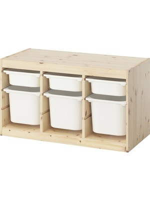IKEA Modern Beyaz Oyuncak Saklama Ünitesi 93X44X52 cm - Çocuk Odası Iskandinav Tarzı Sağlam Ahşap Depolama Ünitesi - Modüler Yapı