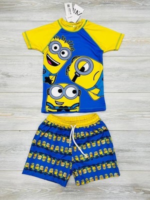 Neat Kids Erkek Çocuk Minions Minyonlar Kısa Kollu Tişört Şort 2 Parça Mayo Takımı
