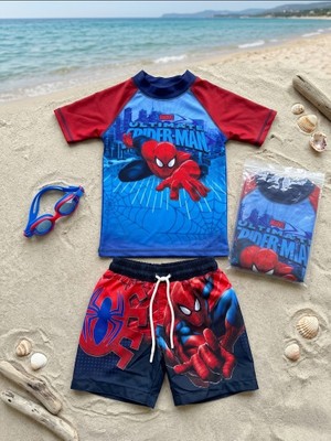 Neat Kids Erkek Çocuk Spiderman Kısa Kollu Tişört Şort 2 Parça Mayo Takımı