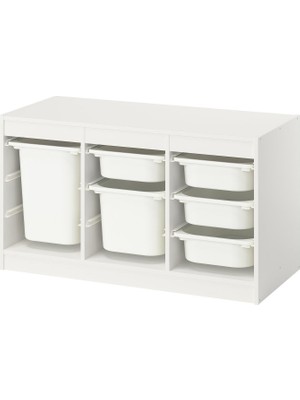 IKEA Modern Beyaz Oyuncak Saklama Ünitesi 99X44X56 cm - Çocuk Odası Iskandinav Tarzı Sağlam Ahşap Depolama Ünitesi - Modüler Yapı