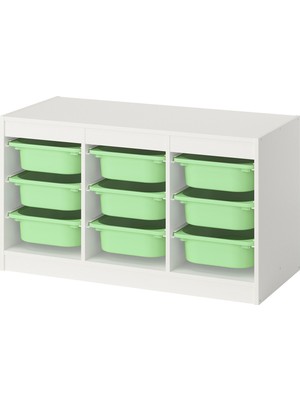IKEA Modern Beyaz Oyuncak Saklama Ünitesi 99X44X56 cm - Çocuk Odası Iskandinav Tarzı Sağlam Ahşap Depolama Ünitesi - Modüler Yapı