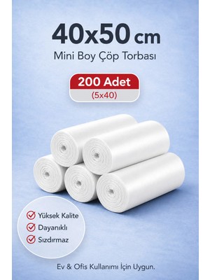 Tasarım Evi Çöp Torbası Mini Boy Küçük 40'lı 5 Rulo 40X50 Çöp Poşeti Ofis Banyo Mutfak Ev Tipi