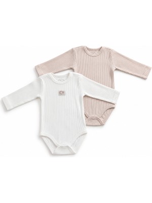 Caramell 1-9 Ay Arası Basic Uzun Kollu Çıtçıtlı Body - Pudra