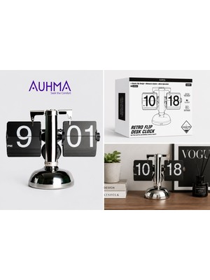 Azurtech Auhma Adm1 Retro Çevirme Masa Saati – Vintage Dekoratif Flip Saat 21X16X8 cm