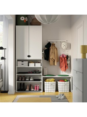 IKEA Modern Beyaz Bebek/çocuk Gardırop 170X42X200 cm - Iskandinav Tarzı Sağlam Ahşap Çocuk Odası Dolabı - Modüler Depolamalı Yapı