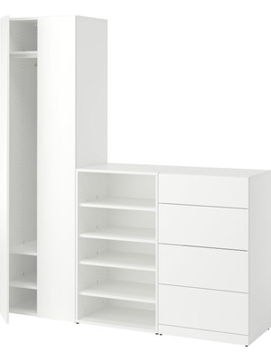IKEA Modern Beyaz Bebek/çocuk Gardırop 180X42X200 cm - Iskandinav Tarzı Sağlam Ahşap Çocuk Odası Dolabı - Modüler Depolamalı Yapı